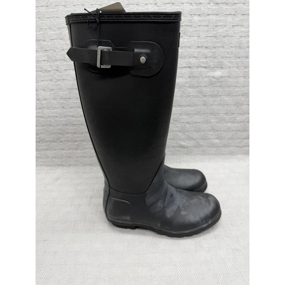 Hunter Boots Womens Size 6‎ Black Rain Boot Pull On Knee High Rubber Waterproof